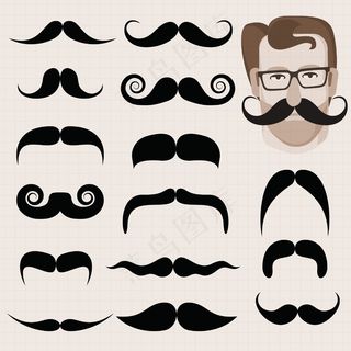 向量集时髦的复古的胡子