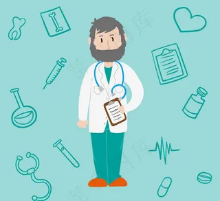 大胡子医生矢量素材下载