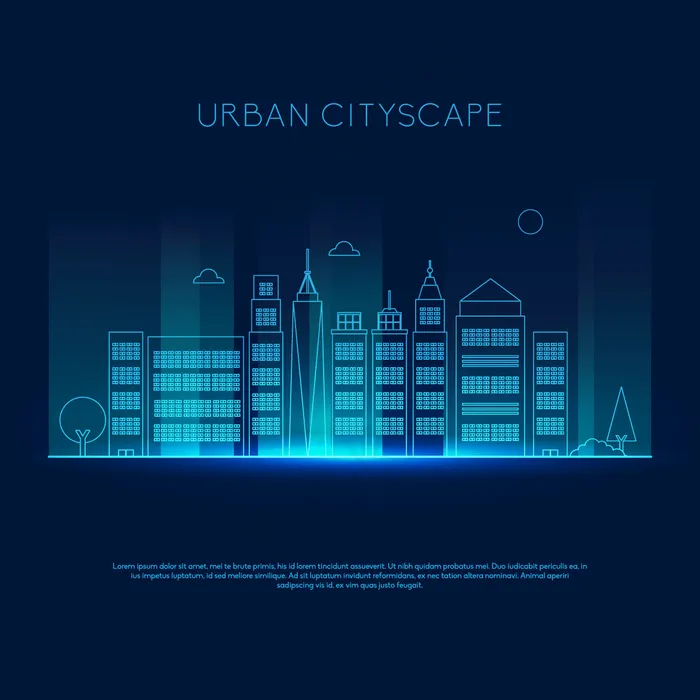 时尚活力城市背景上海剪影图标ai矢量模版下载