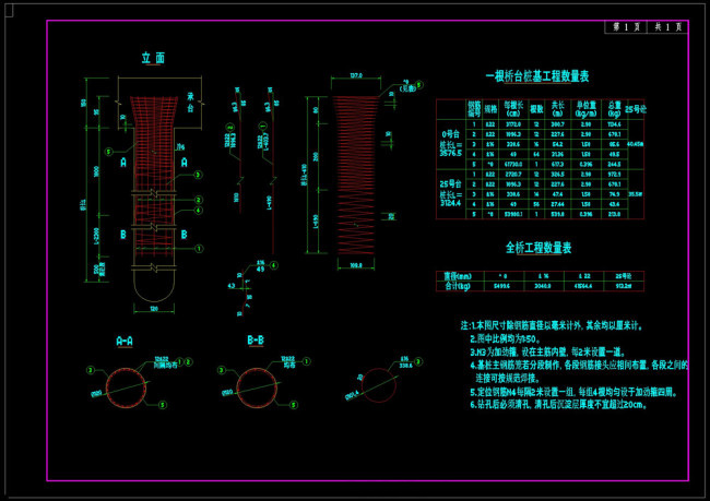 桥台桩基钢筋构造cad图纸