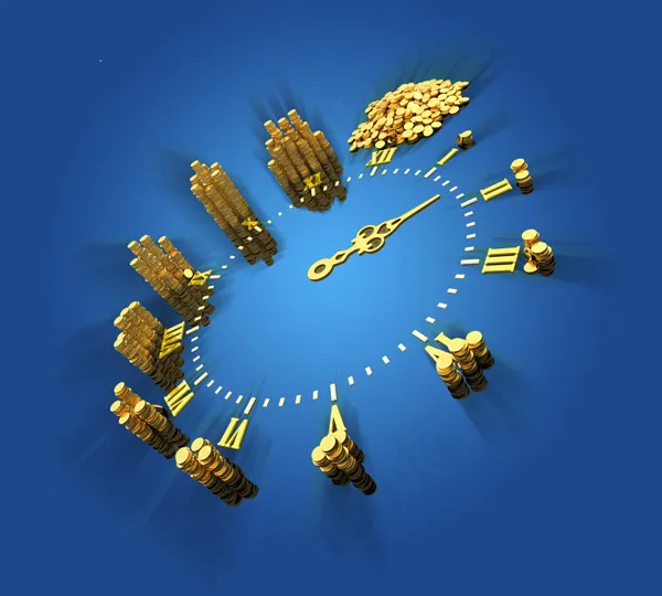 创意金钱钟盘海报图片