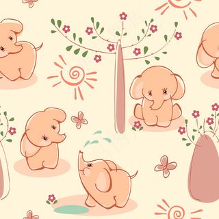 卡通可爱北欧童话梦幻儿童动物无缝平铺背景头像印刷矢量图片素材