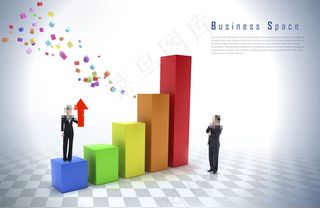 商务人士与柱形图图片