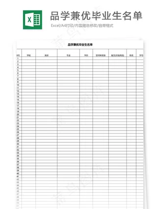 品学兼优毕业生名单