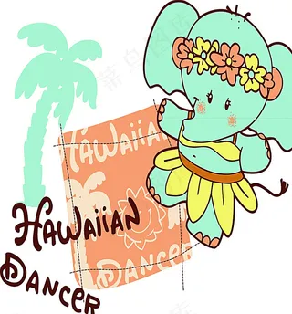 矢量卡通大象印花图案图片