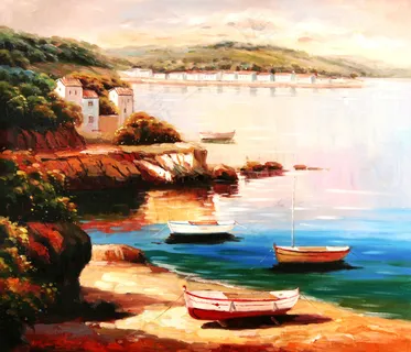 船景油画图片 船景油画图片