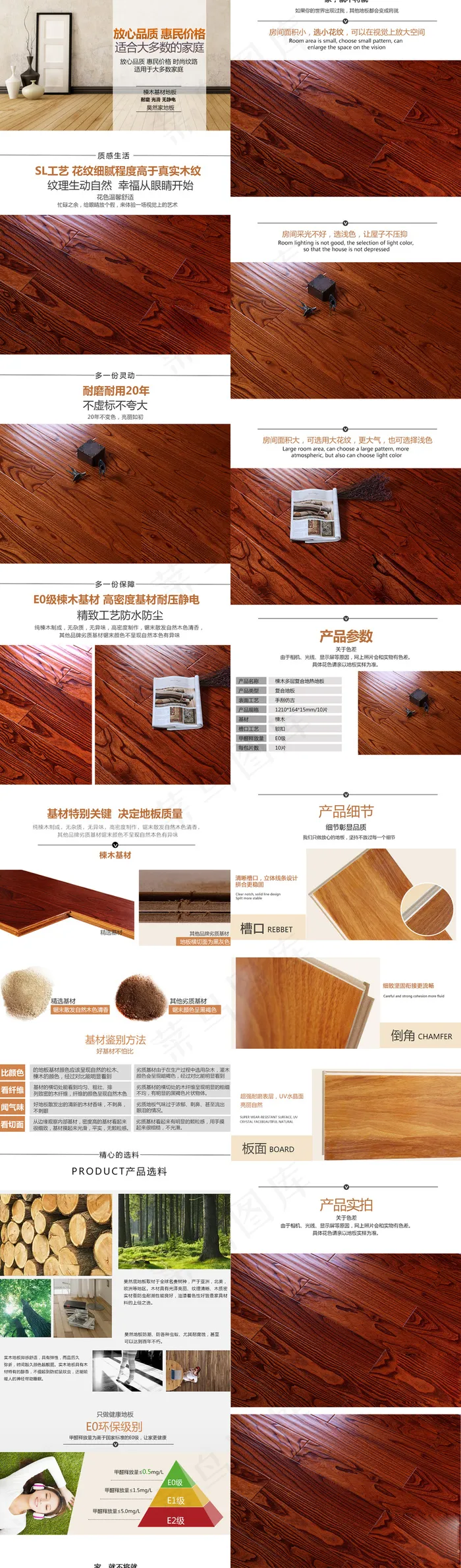 淘宝天猫住宅家居地板详情页模板(750X10200(DPI:72))psd模版下载