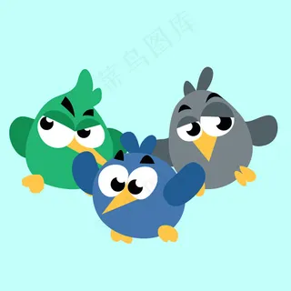 卡通小鸟矢量图案素材
