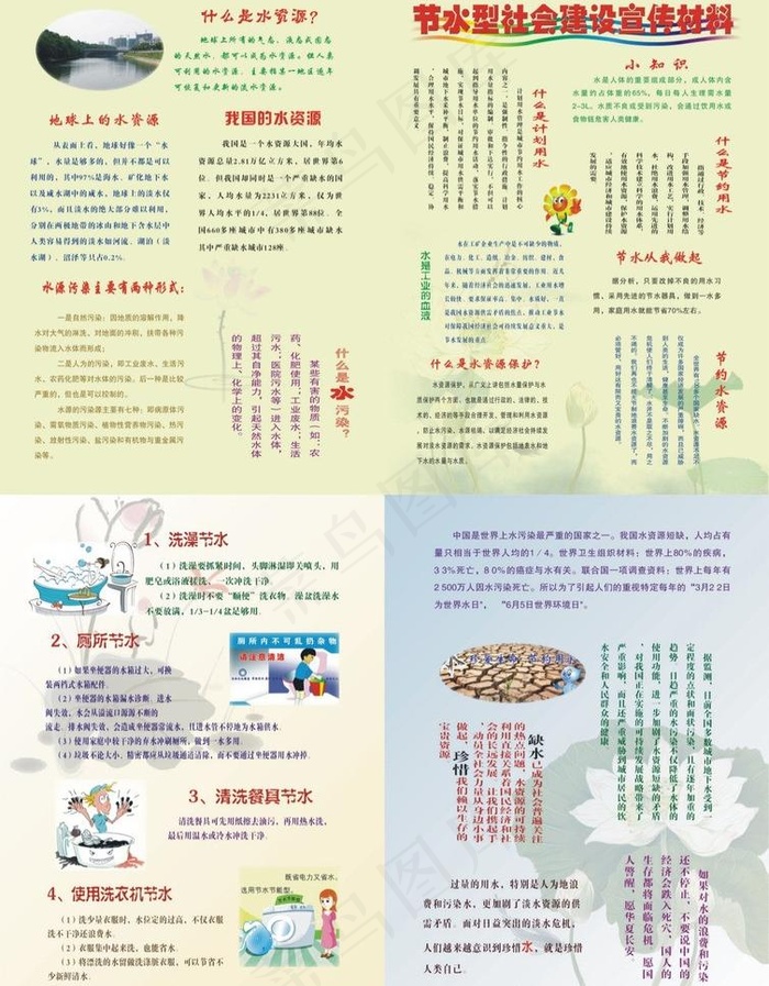 节约用水宣传单图片cdr矢量模版下载