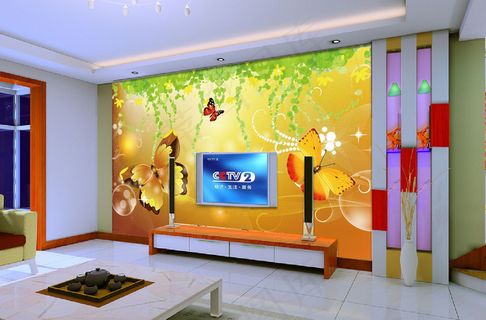 梦幻蝴蝶高清电视背景墙下载