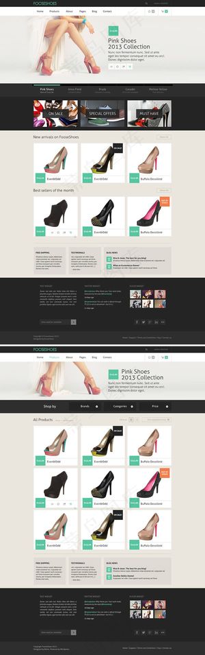 女鞋销售电子商务网站模板psd素材