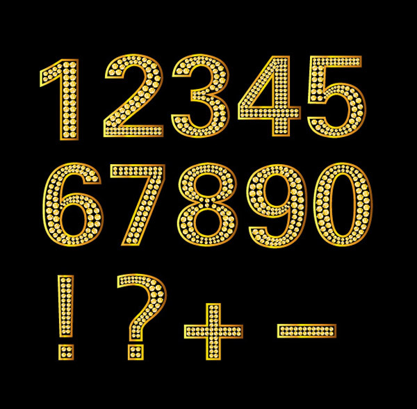金色钻石英文及数字矢量图ai矢量模版下载
