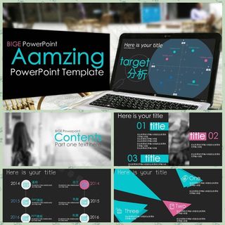 酷炫黑色调科技PPT模板