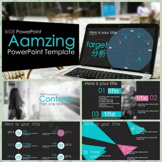 酷炫黑色调科技PPT模板