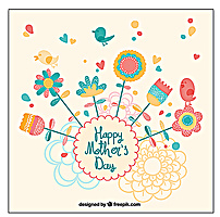 卡通母亲节花卉贺卡图片