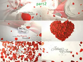 梦幻浪漫的玫瑰花瓣婚礼开场AE片头...