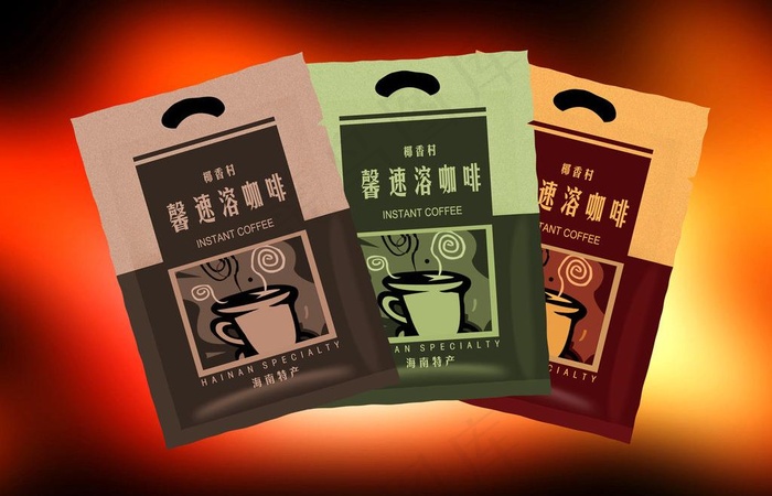 速溶咖啡牛皮纸包装图片psd模版下载