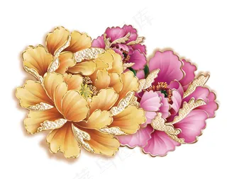 古典鎏金富贵花朵PSD分层素