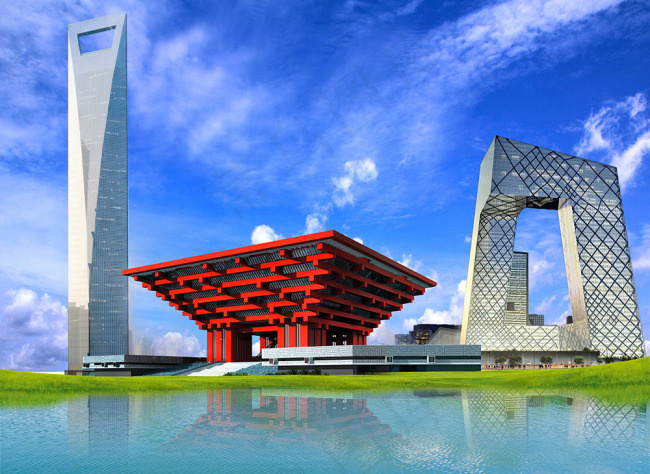 高清大展板环球金融中心央视大楼世博...(2000X1500)cdr矢量模版下载