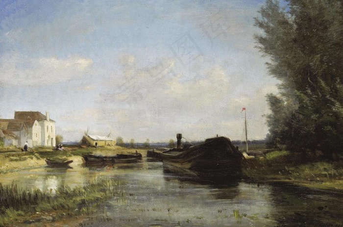 水岸油画图片