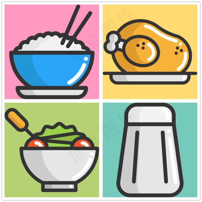 手绘美食icon图标