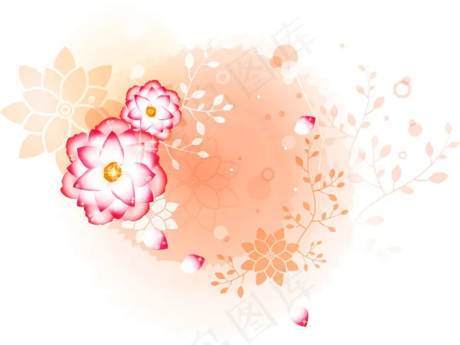橙红系绒花点缀图层psd模版下载