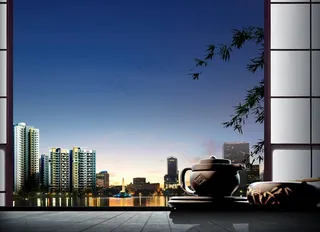 中式湖景大宅图片