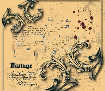 墨迹手绘古典花纹欧式花纹图片