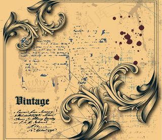 墨迹手绘古典花纹欧式花纹图片