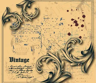 墨迹手绘古典花纹欧式花纹图片