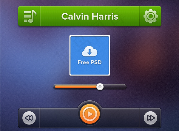 黑色个性播放器PSD素材