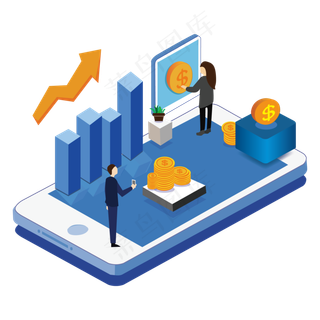 卡通扁平化手机理财数据显示免抠卡通扁平化手机理财数据显示免抠