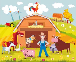 矢量卡通忙碌的农场图片