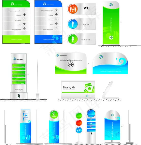 导向标示牌设计cdr矢量模版下载