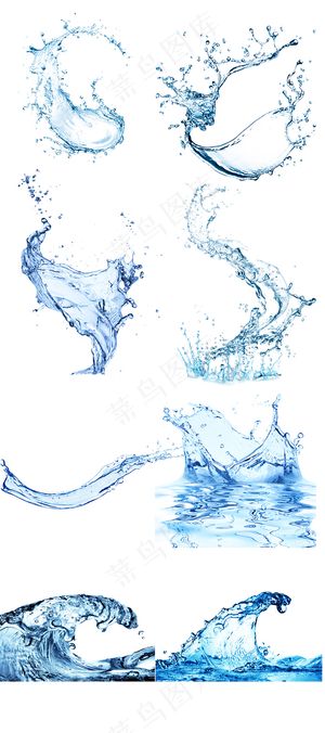 高清水浪浪花水迸溅png免抠psd...