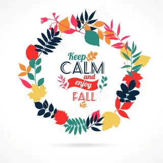 卡通树叶花环枫叶剪影分层