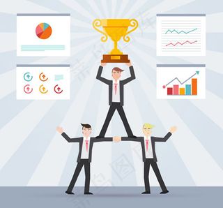 成功的商务团队插画矢量素材下载,
