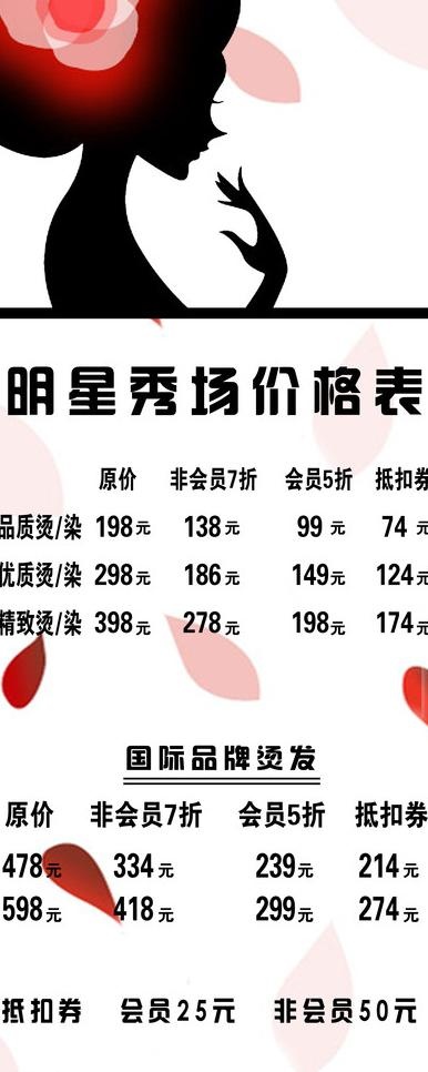 理发店正反面价格表图片psd模版下载