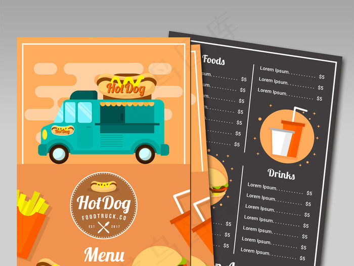 西餐餐饮点餐牌海报宣传单DM单页矢...