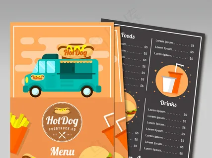 西餐餐饮点餐牌海报宣传单DM单页矢...