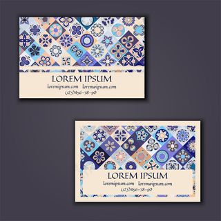 蓝色花纹简约抵用券图片