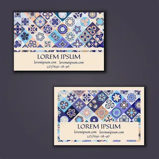 蓝色花纹简约抵用券图片