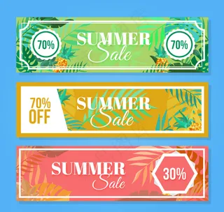 夏季打折横幅用棕榈叶背景