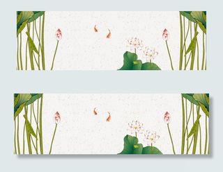 荷花鱼古典背景图