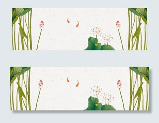 荷花鱼古典背景图