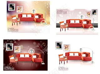 时尚沙发家居矢量图