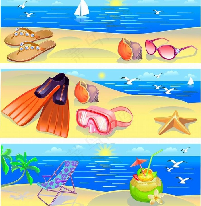 夏日沙滩海洋风景图片