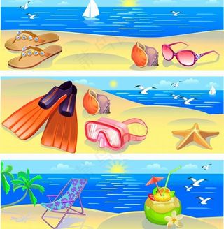 夏日沙滩海洋风景图片