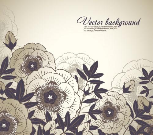 素雅的花卉背景矢量素材二