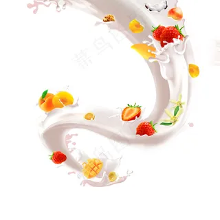 水果牛奶装饰元素